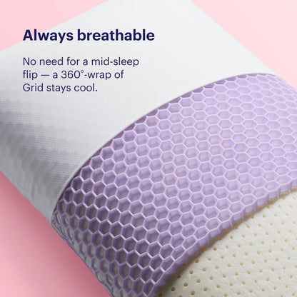 Purple Harmony Pillow - Medium Loft, Standard Size - Cooling Gel Neck and Side Sleeper Pillow, Weightless Medium Feel, GelFlex Grid and Talalay Latex Foam for Pressure-Relieving Support