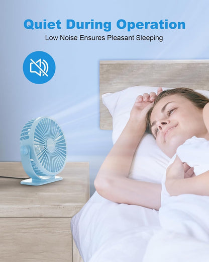 TriPole Desk Fan USB Powered Small Portable Fan, 3 Speeds Adjustable Strong Breeze Mini Personal Fans, 360° Rotation Quiet Plug In USB Fans for Desktop Bedroom Office Table Travel, Black, 4.9ft Cable