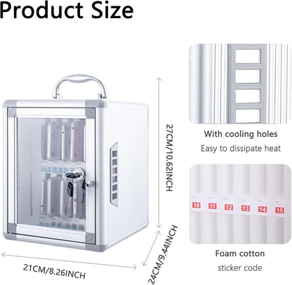 Cell Phone Lock Box For Classroom Slots Cell Phone Locker Box With Charging Port Aluminum Alloy Mobile Phone Storage Cabinet With Lock And Numbered(12 bits)