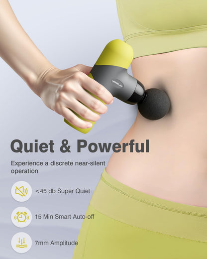 Morelax Mini Massage Gun, Percussion Muscle Massager for Back Pain Relief, Compact Sports Travel Massage Gun with 6 Massage Heads 4 Speeds, Gift for Her, Home, Athletes