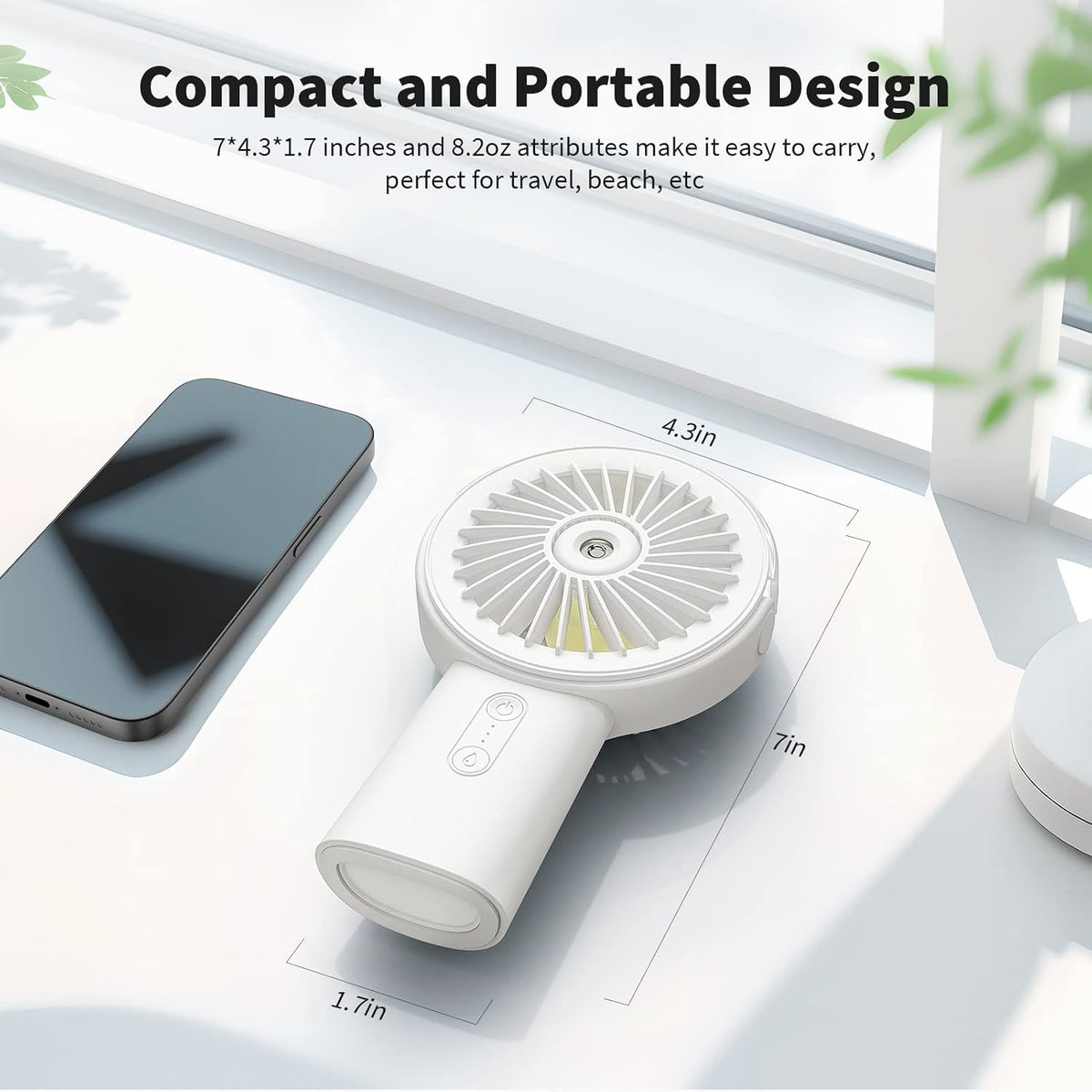 Otlonpe Handheld Misting Fan Portable, Small Personal Hand Held Rechargeable Mist Fan Water Spray, 4000mAh Battery Operated Hand Mister Fans 3-Speed, 4-15 Hrs Runtime for Travel Home Office Outdoor
