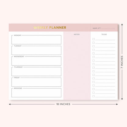 Sweetzer & Orange Weekly To Do List Pad. Gold Foil Weekly Organizer Notepad with Daily Agenda Squares. 7x10” Day Scheduler 2026 - Student Agenda, Work Log, and Checklist Note Pad.