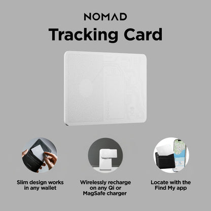 Nomad Tracking Card Carbide, Slim Card Tracker with IPX7 Waterproof and Dust Proof Card Tracker for Wallet & Luggage, 5 Months GPS Tracker Long Battery Life, Rechargeable, Compatible with iOS Only