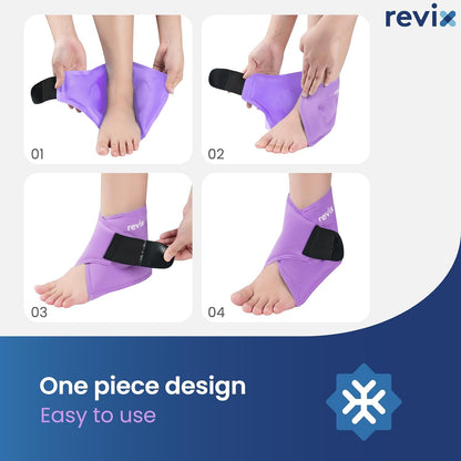 REVIX Ankle Ice Pack Wrap for Plantar Fasciitis & Foot Pain Relief, Reusable Gel Cold Compress Wrap for Feet Swelling, Achilles Tendonitis, and Sprained Ankles Recovery