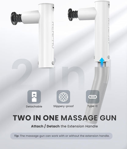 RENPHO Extend Massage Gun, Electric Handheld Massage Gun Deep Tissue, Portable Mini Massage Guns Type-C Charging, Percussion Massager for Neck and Back, Gifts for Women/Men