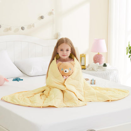L'AGRATY Weighted Lap Pad 7lb: Small Weighted Blanket for Adults - Cooling Portable Travel Blanket for Relaxation Sleeping - Washable All-Season (29" x 24")