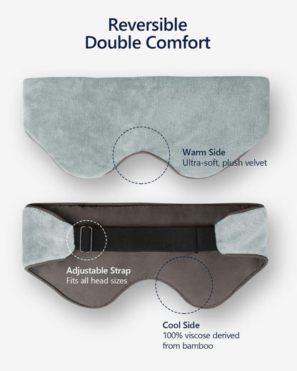 Mr. Sandman Weighted Eye Mask for Sleeping, Blackout Sleep Mask, Reversible Cool & Cozy Compress for Dry Eyes, Headache Migraine Relief, Eye Cover for Travel, Gifts for Women & Men, 0.5 lb, Grey