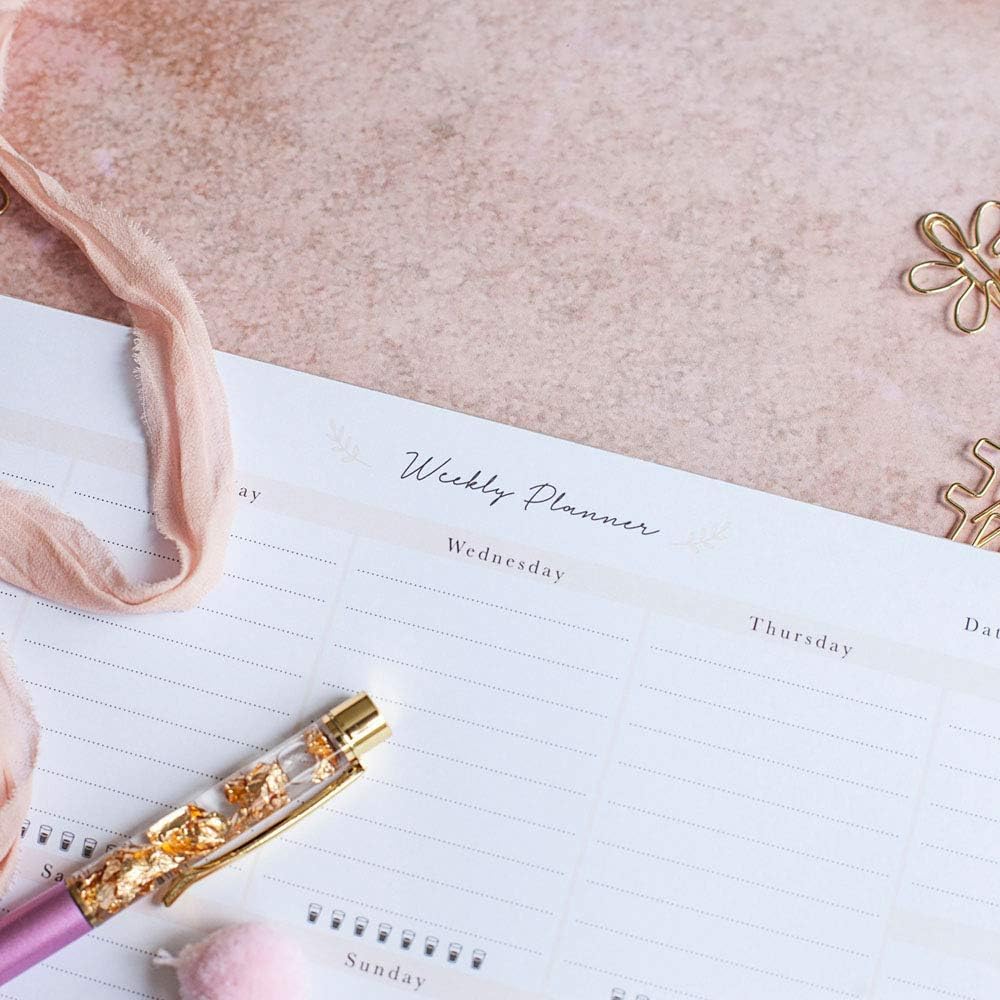 Peachly Desktop Weekly Planner Notepad | 60 Undated Tear-Off Pages | Schedule Daily To-Do Lists | Increase Your Productivity In Less Than 5 Minutes A Week | Achieve Your Goals | Peach and Mint Fern