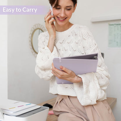 SKYDUE 3 Ring Binder with Clipboard, 13.2" × 10.2" Faux Leather 1 Inch Binder Organizer with 5 Pocket Dividers, Notepad, Labels & 2 Storage Pockets for Teachers, Students, Nurses & Office Work