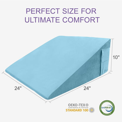 CHxxy Memory Foam Bed Wedge Pillow (10"x24"x24") - Acid Reflux & Back Pain Relief, Anti-Snoring Incline Design, Removable Washable Cover for Sleep & Post-Surgery Support