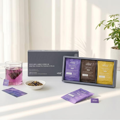 KKOKDAM altdif Relax Tea Gift Set, 3 Caffeine Free Blends, 12 Tea Bags