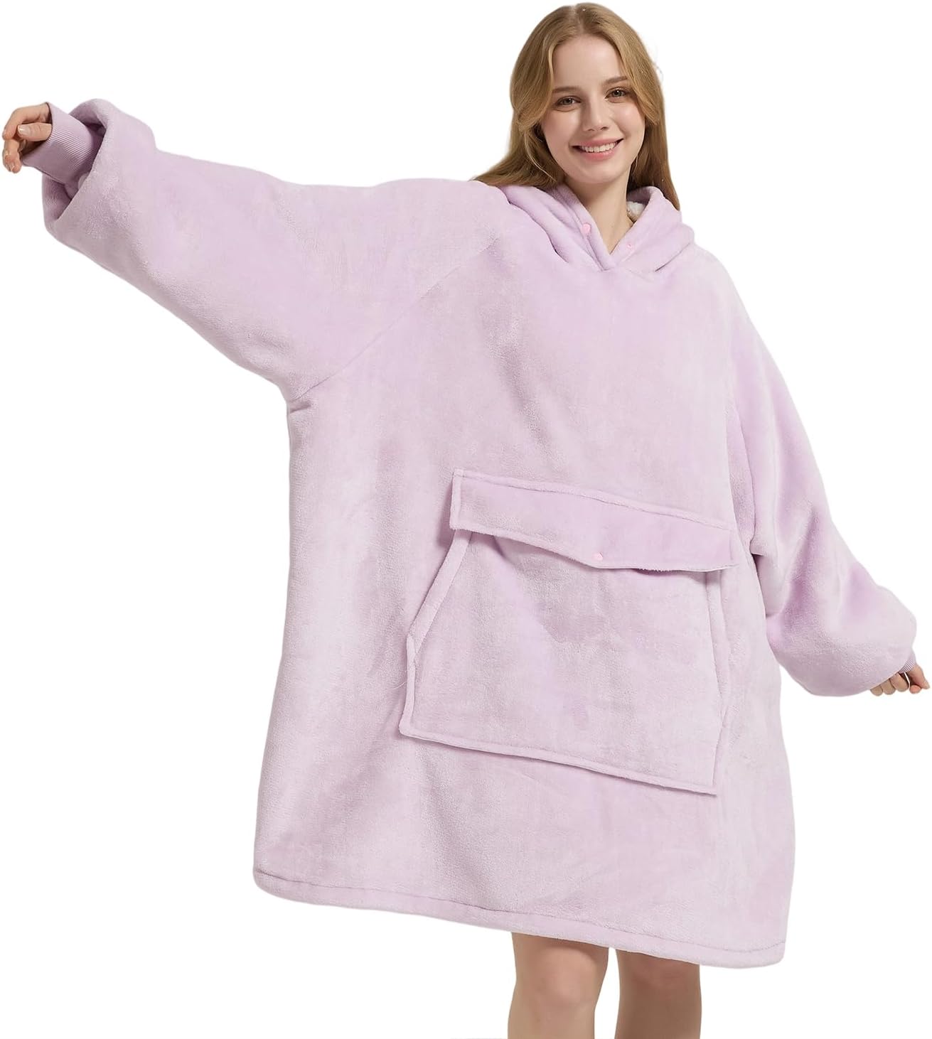 Krifey Wearable Blanket Hoodie, Oversized Sherpa Hooded Blanket for Adults | Soft sherpa fleece with sleeves and pocket; oversized fit for lounging, WFH, camping, Christmas and white elephant gifts.
