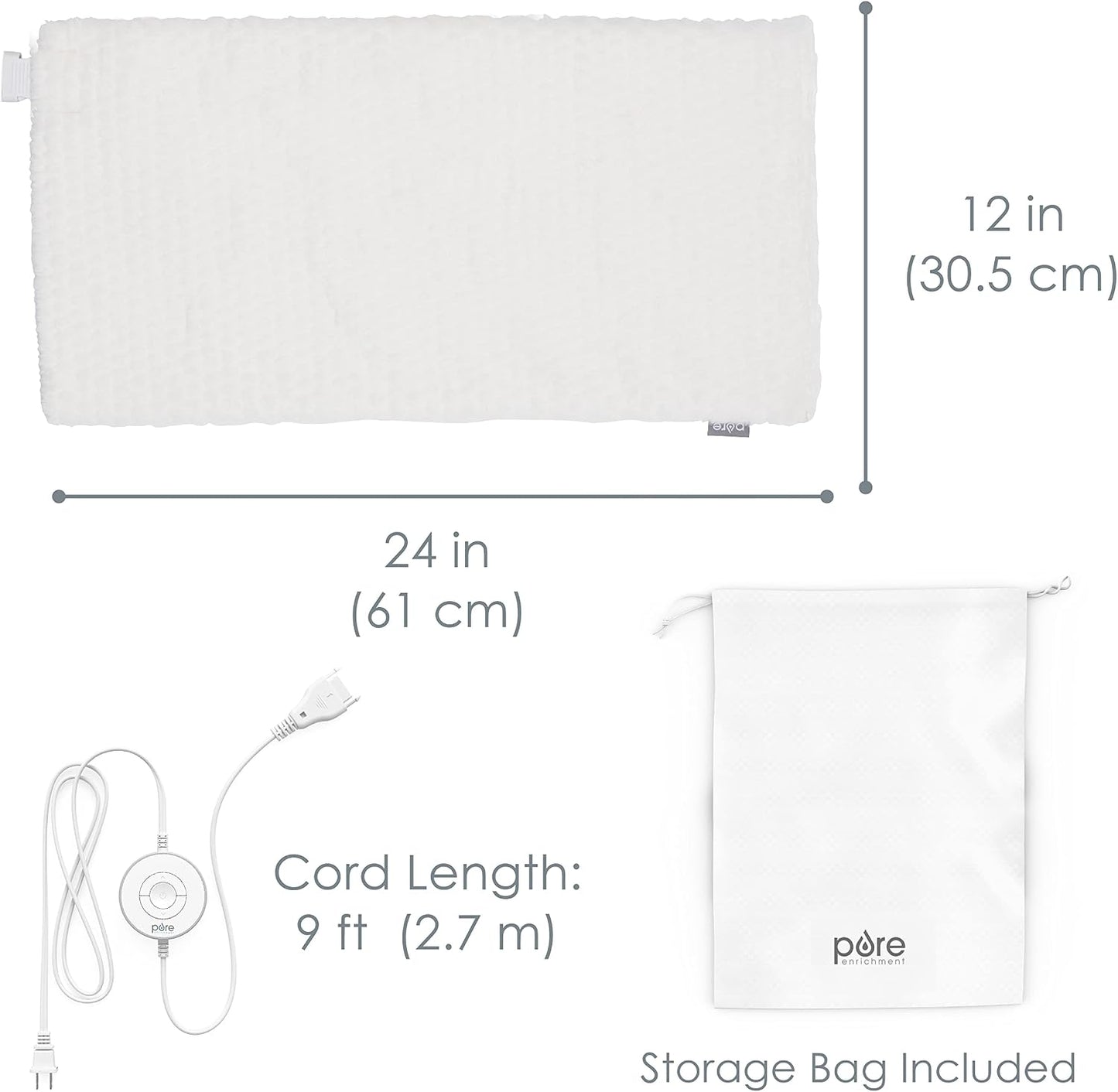 Pure Enrichment PureRadiance Luxury Heating Pad for Cramps, Back, Neck, & Shoulder Pain Relief, Patented Design, Soft Faux Fur & Micromink, 6 Heat Settings, Machine Washable, 12”x24” (Golden Sands)