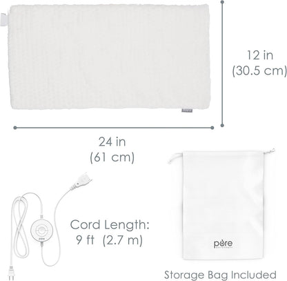 Pure Enrichment PureRadiance Luxury Heating Pad for Cramps, Back, Neck, & Shoulder Pain Relief, Patented Design, Soft Faux Fur & Micromink, 6 Heat Settings, Machine Washable, 12”x24” (Golden Sands)