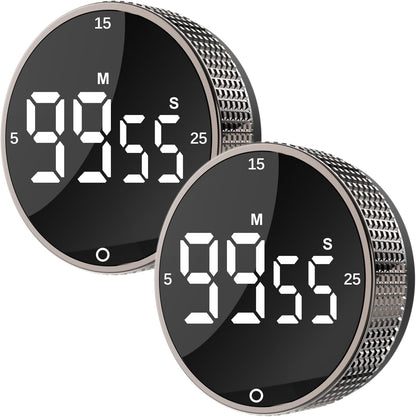 Digital Kitchen Timer, Magnetic Kitchen Timer Clock with Large LED Display, Countdown Count Up, Rotary Dial, 5/15/25 Min Presets, 3 Volume Levels for Cooking, Productivity, Pomodoro, Classroom