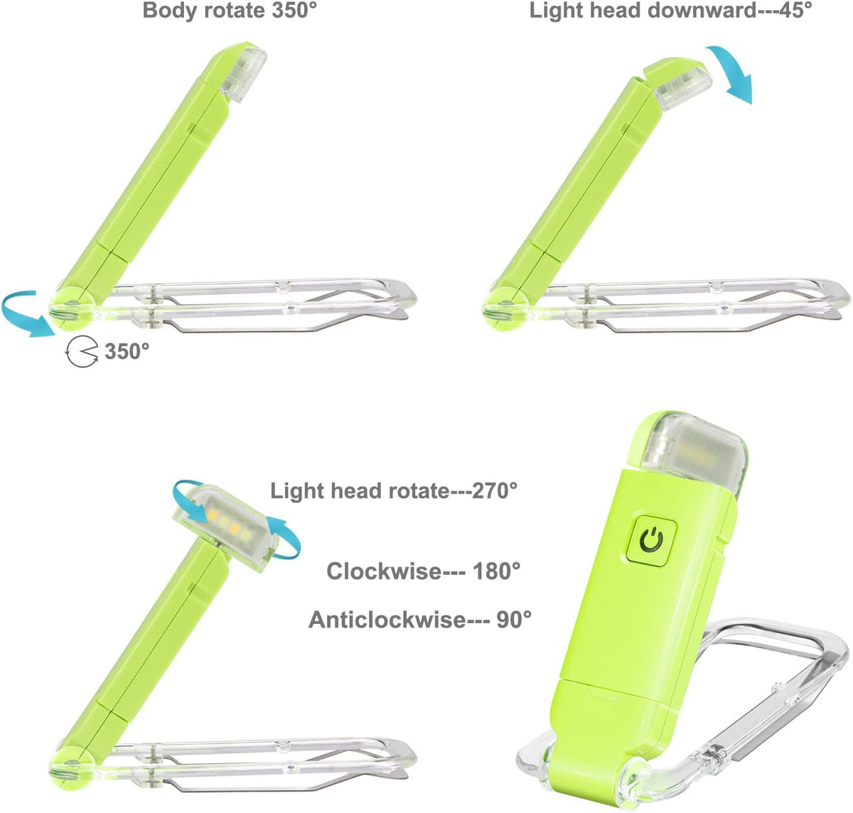 HONWELL Rechargeable Book Light, Clip On LED Reading Lights for Kids Reading in Bed, 3 Brightness Levels Dimmable Bookmark Light for Eye-Protection, Portable Reading Lamp for Bookworms, Travel(Orange)