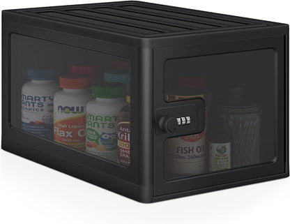 DEPAD Large Medication Lock Box, Medicine Box with Code, Lockable Medicine Storage Box for Medicine Safe/Dorm/Phone//Home/Office, Box with Lock for Refrigerator