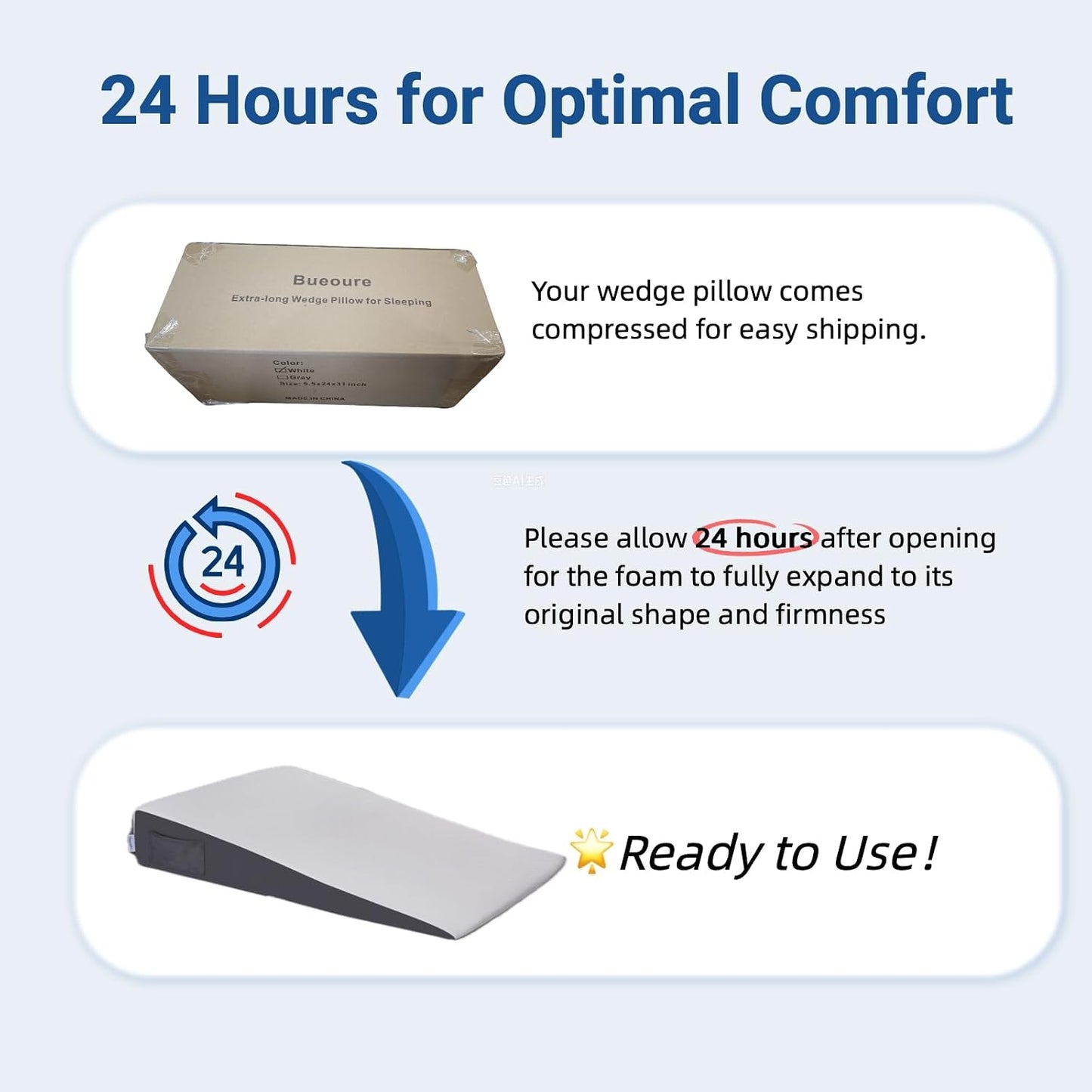 31" Extra-Long Wedge Pillow, Full Torso Support with Gentle Incline, Upper Body Elevation for Sleeping, Acid Reflux, Snoring Relief, Back Pain Relief, After Surgery, Gray