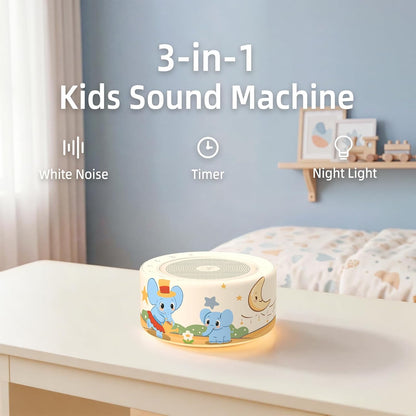 Kipcush White Noise Machine for Baby & Adults, 30 Soothing Sounds, Soft Non-Glare Nursery Lamp, 8 Color Night Lights, Memory Function (Angel V1 White, Standard)