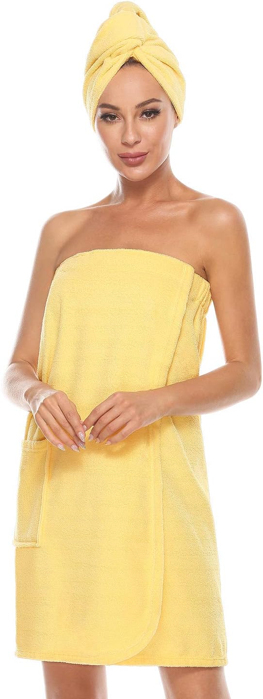 Kniffi Women's Spa Wrap & Hair Towel Body Wrap Adjustable Closure Bathrobe