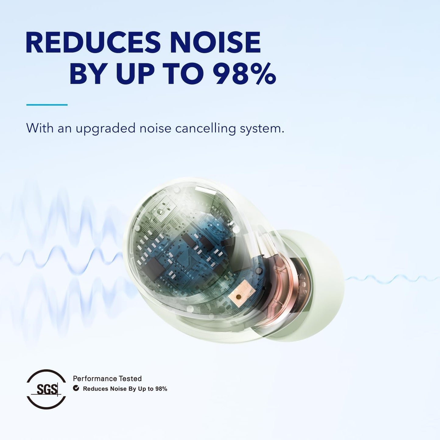 Soundcore by Anker Space A40 Auto-Adjustable Active Noise Cancelling Wireless Earbuds, Reduce Noise by Up to 98%, 50H Playtime, Comfortable Fit, App Customization, Wireless Charge (White)