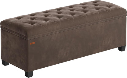 SONGMICS Storage Ottoman Bench, Foot Rest with Legs, 15.7 x 43.3 x 15.7 Inches, End of Bed Bench, Storage Chest, Load up to 660 lb, for Living Room, Bedroom, Entryway, Dark Gray ULSF088G01