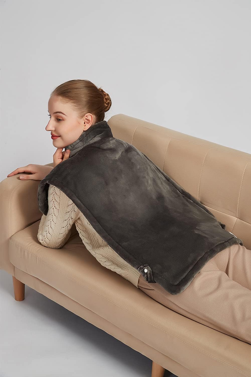 Ruqiji 19" x 24" Weighted Neck&Shoulder Heating Pad, 2.5lbs with 12 Temperature Settings&Countdown Timer,Pain Relief for Neck/Shoulders/Menstrual Pain(Dark Gray)