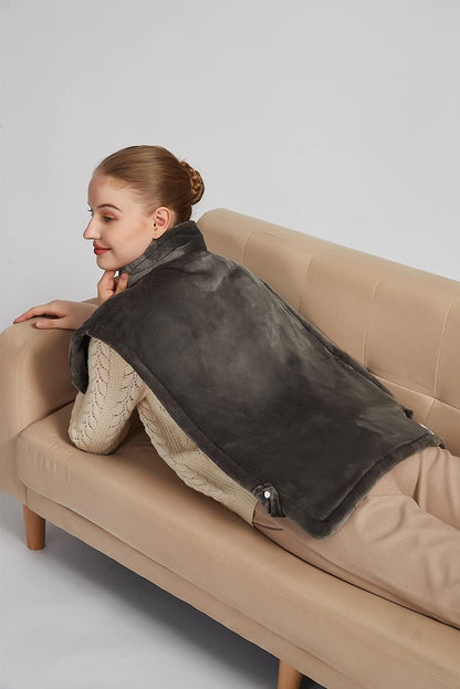 Ruqiji 19" x 24" Weighted Neck&Shoulder Heating Pad, 2.5lbs with 12 Temperature Settings&Countdown Timer,Pain Relief for Neck/Shoulders/Menstrual Pain(Dark Gray)