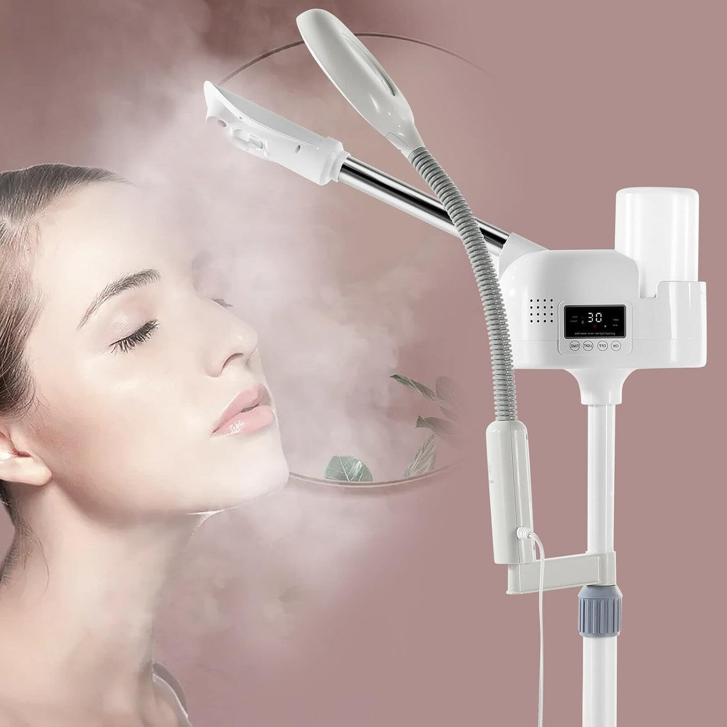 Artist hand Professional Facial Steamer with 5X LED Magnifying Lamp 3 in 1