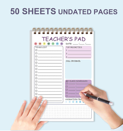 Teacher Notepad - A4 Teacher To Do List Notepad, Spiral Checklist Notebook Organizer for Teachers Notes Task Appointment, Teacher Appreciation Gifts, 8'' x 11'', Green