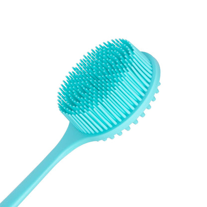 DNC Back Scrubber for Shower Soft Silicone Bath Body Brush with Long Handle (Black)