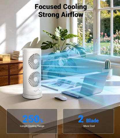 KopBeau Tower Fan for Bedroom, Portable Desk Table Fan with Remote,4 Speeds,12H Timer,60° & 110° Oscillating Electric Fans that Blow Cold Air,Fast Cooling Fan for Home Office Dorm