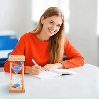 60 Minute Sand Timer, 60 Min Wood Small Hourglass Timer, Blue Sand Clock, One Hour Wooden Hour Glass for Classroom, Sandglass, Reloj De Arena Decorativo, Home, Office, Game, Gift