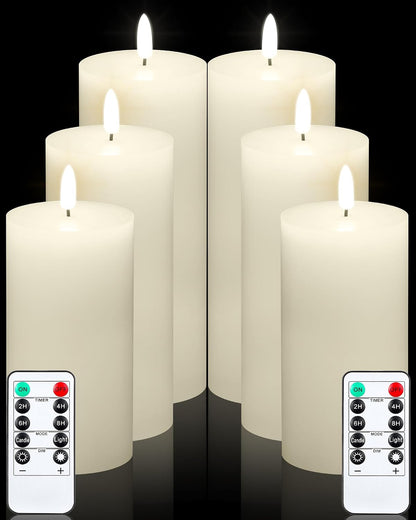 VIHOSE 12 Pack White Flameless Candles Set with Remote and Timer Flickering Flameless Battery Candles Flat Top LED Pillar for Wedding Outdoor Home Festival Decoration(D 3'' H 4'' 5'' 6'')