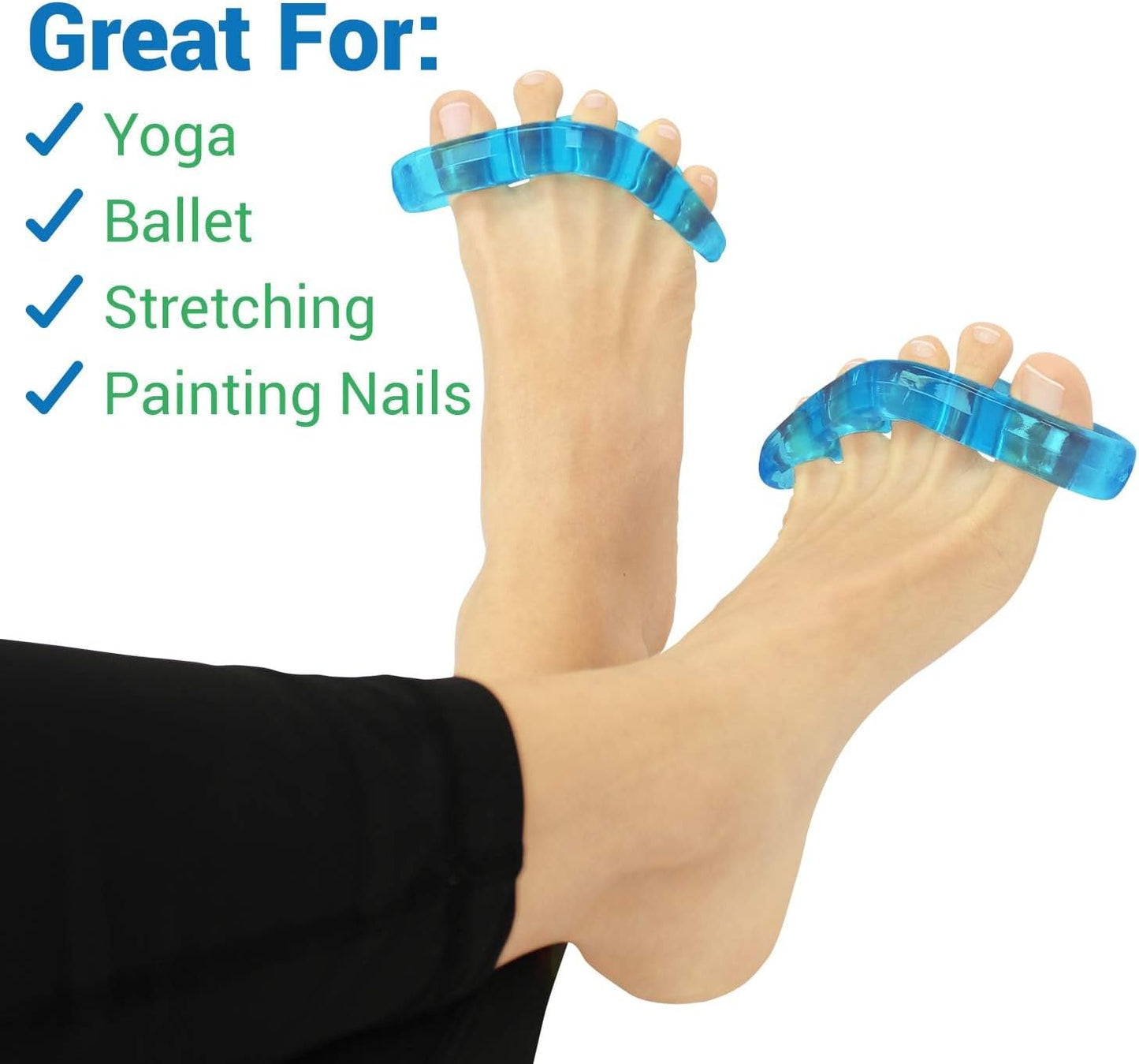 VIVEsole Toe Separators for Men & Women Medium (2 Pairs) - Silicone Gel Spreaders - Therapeutic Spa Stretchers for Plantar Fasciitis, Bunions, Overlapping Hammer Toe Spacers - Metatarsal Yoga Cushion
