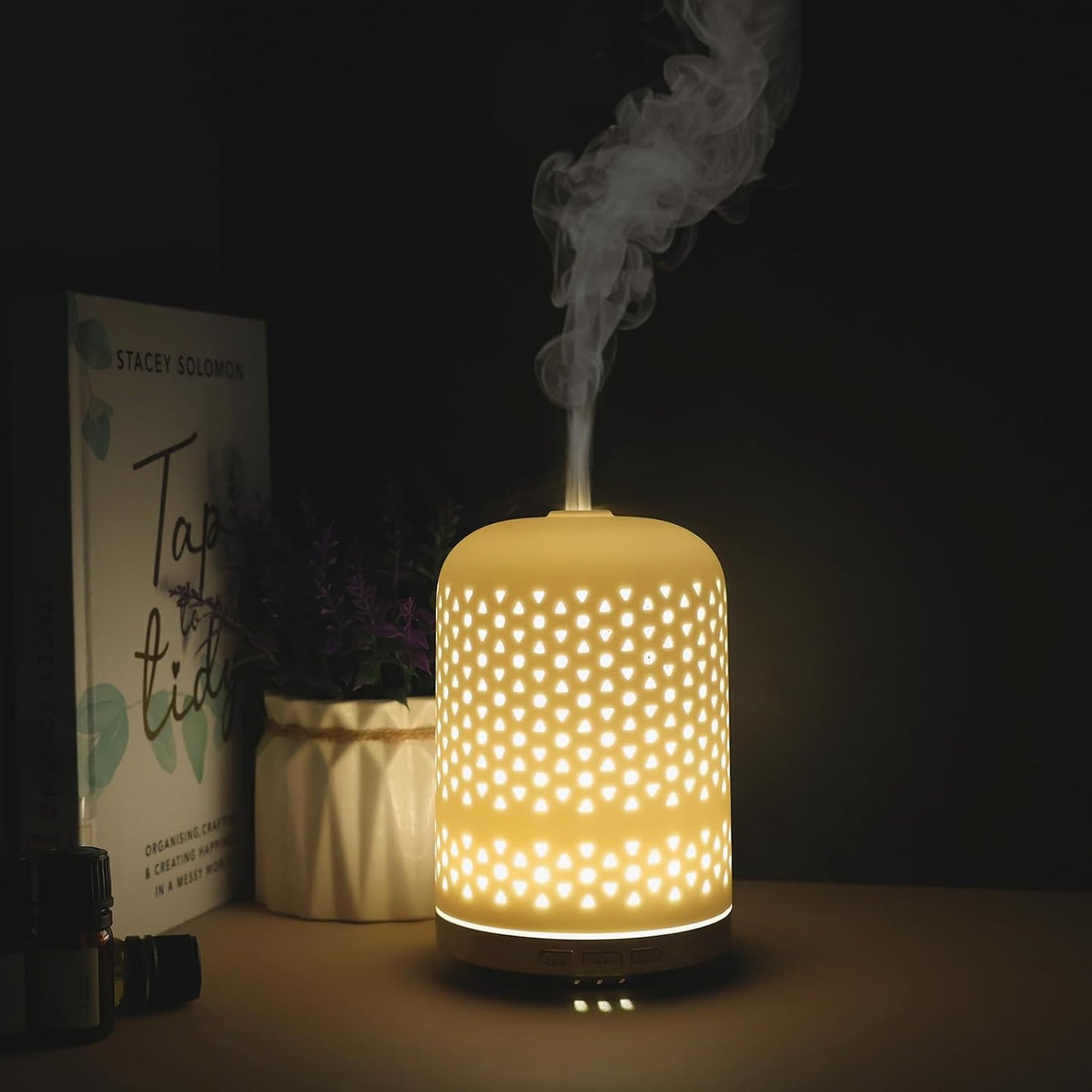 Essential Oil Diffuser - 2.4MHz Ultrasonic Glass Diffuser with Pulse/Continuous Mist & Night Light, Waterless Auto-Off, Silent Aromatherapy Diffuser for Home, Office, Yoga, Spa, Gifts & Home Decor.