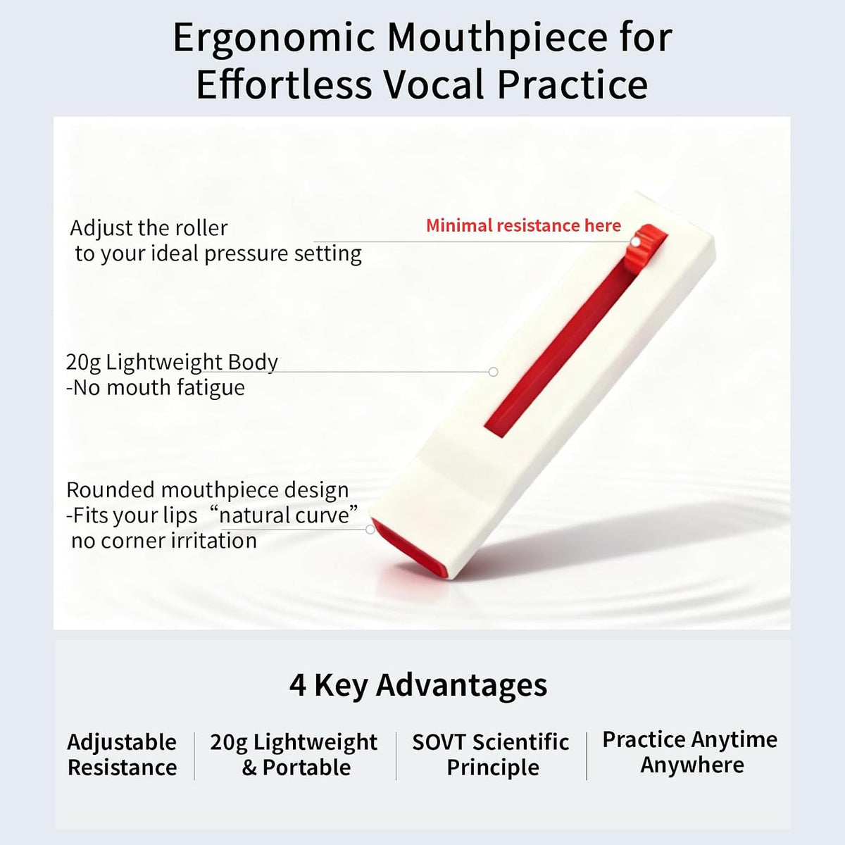 Varihum&Innvox Vocal Trainer Better Voice Vocal Trainer for Singing Voice Adjustable Resistance Breathing Training Whistle for Speech Warm-Up (Red)