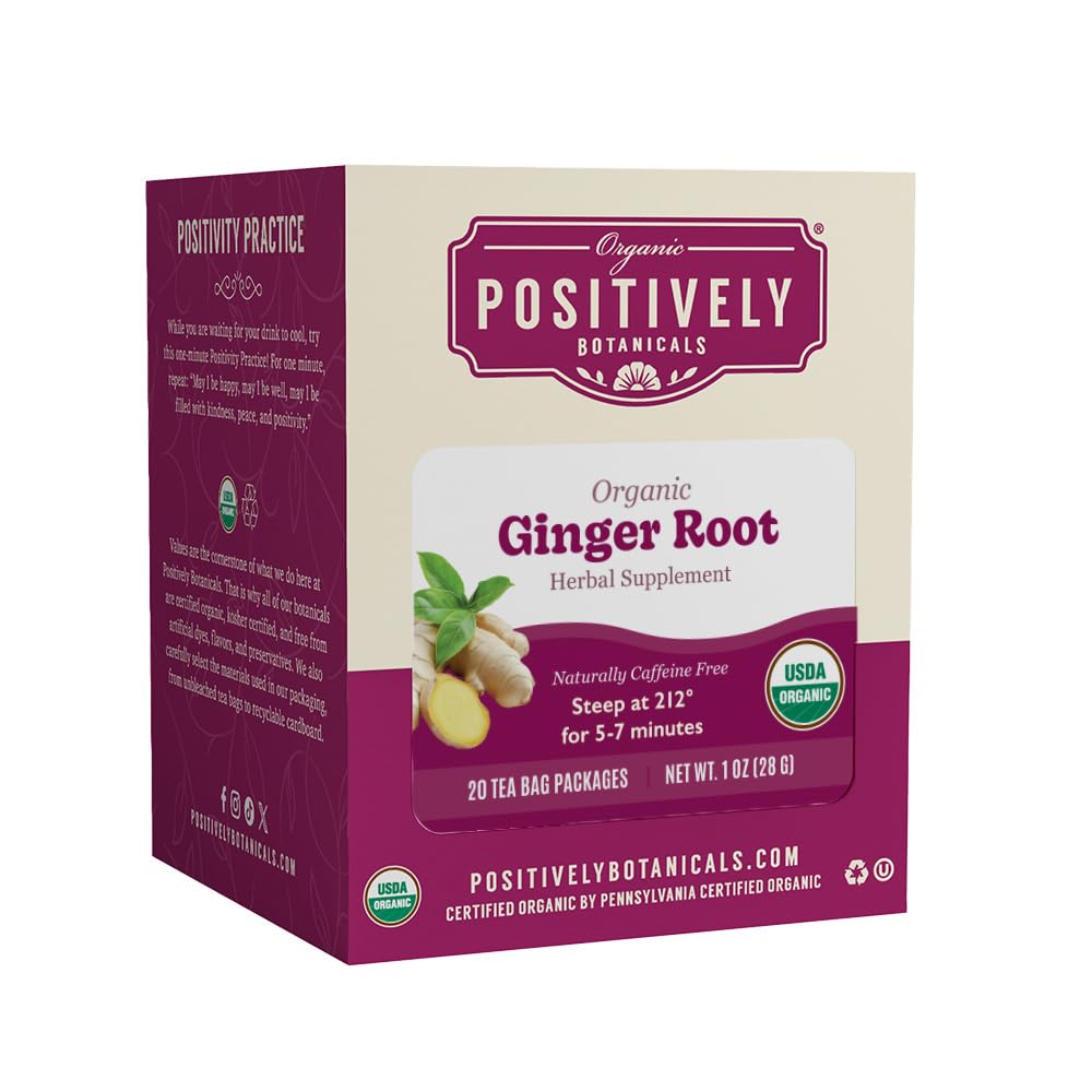 Organic Positively Botanicals Company, Milk Thistle Herbal Tea Bags, 20 Count