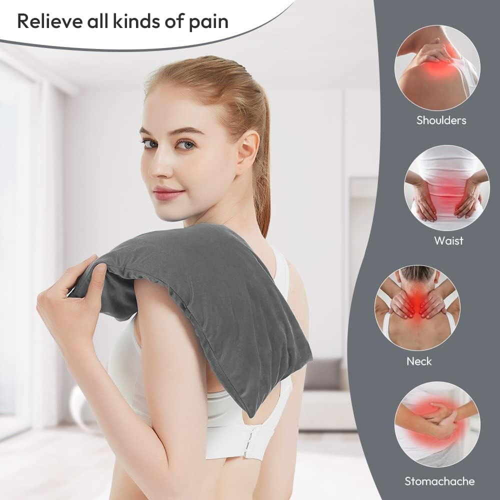 MORLIDEN Neck Heating Pad Microwavable for Shoulders, Warmer Wrap Microwave Heating Pad for Neck and Shoulders for Pain Relief (Navy Blue)