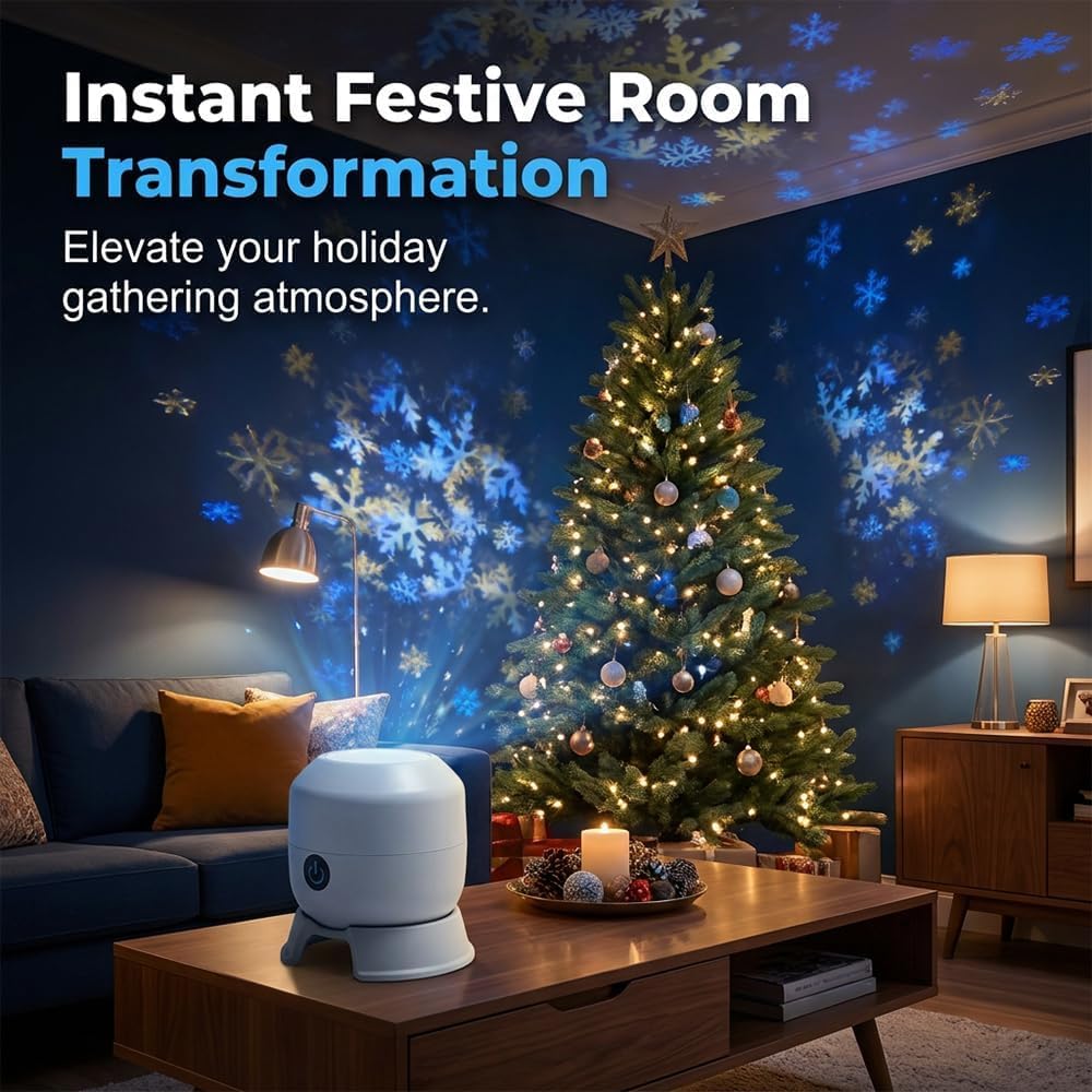 Dynamic Rotating LED Projector Light, 360° Rotating Ocean Wave Night Projection Night Light, Multi-Angle Projection Base, for Meditation, Bedroom, Home Theater