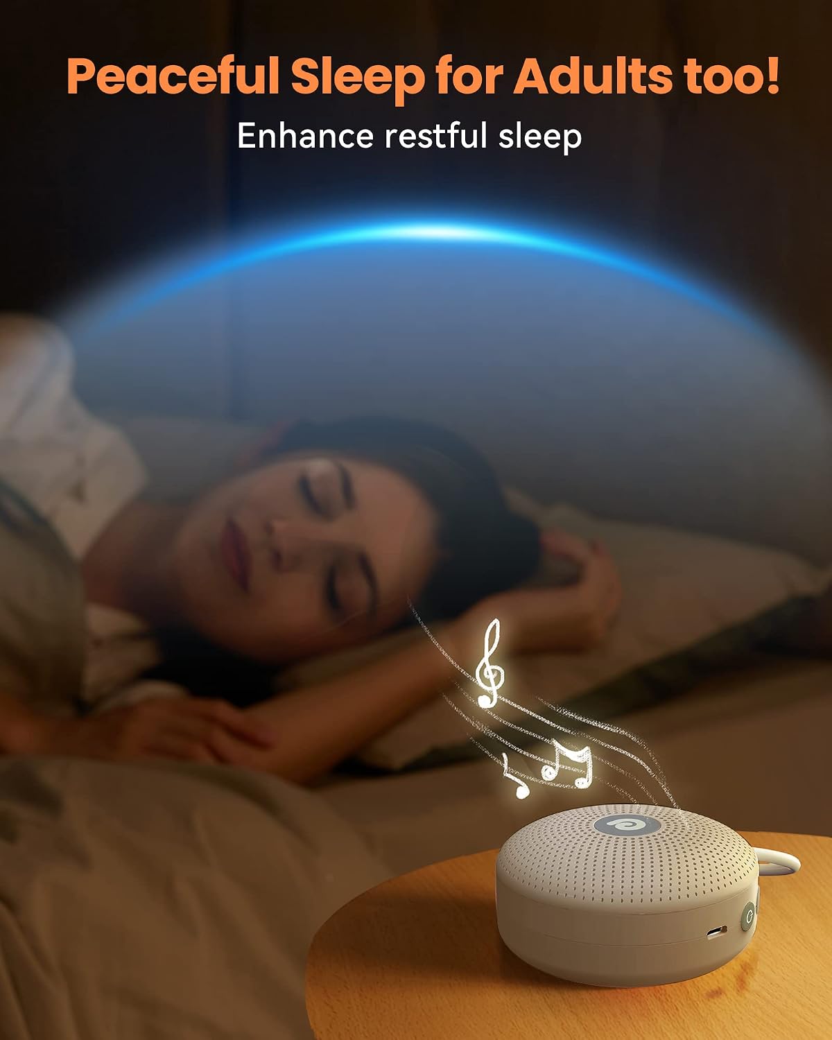 Dreamegg Portable Noise Machine for Baby Adult, Features Powerful Battery, 21 Soothing Sound, Noise Canceling for Office & Sleeping, Sound Therapy for Home, Travel, Registry Gift, Classic White
