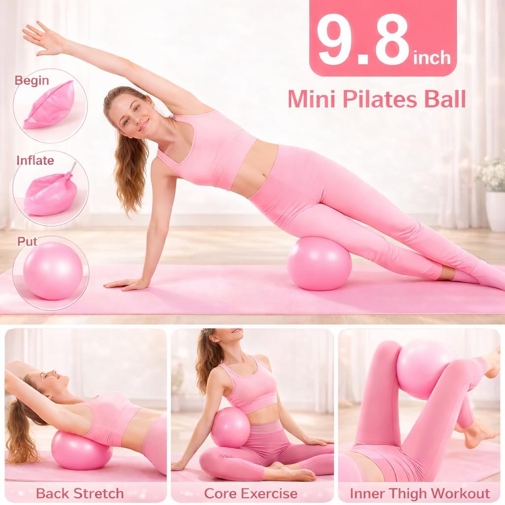 Pilates Kit for Home Workouts Set for Women, Pilates Ring Equipment and Ball Set Home Pilates Workout Kit with 15" Magic Circle Ring and Resistance Bands, A Must-Have for Beginners and Seasoned Yogis