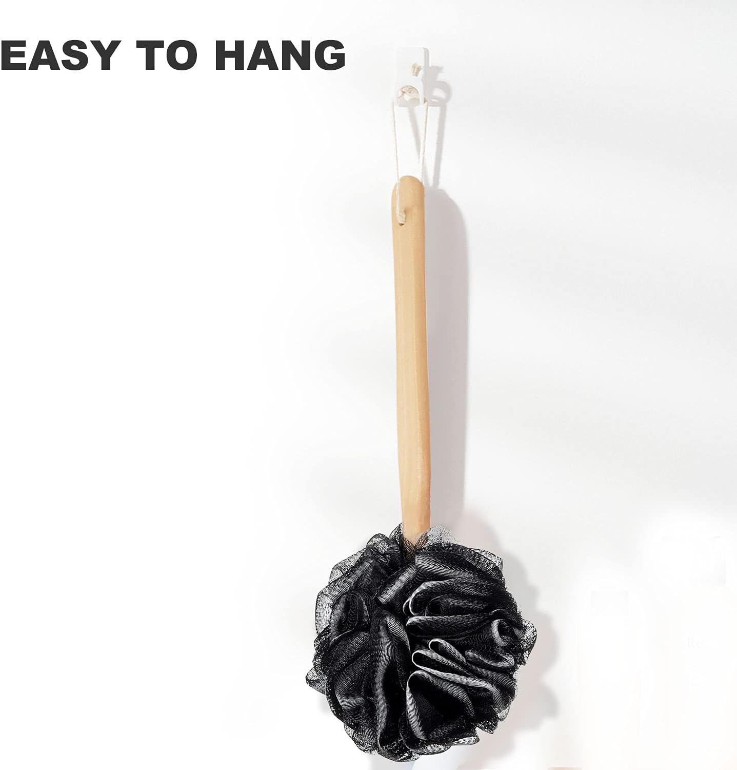 Back Scrubber for Shower & Body, Long Handle Bath Brush with Loofah Sponge, Exfoliating Shower Brush for Men and Women