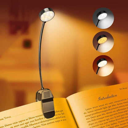 KTEBO 2 Pack Rechargeable Book Light Clip-On Reading Light for Books in Bed | 9 eye-friendly modes from 3 color temperatures and 3 brightness, USB-C up to 30 hrs - Black & Black