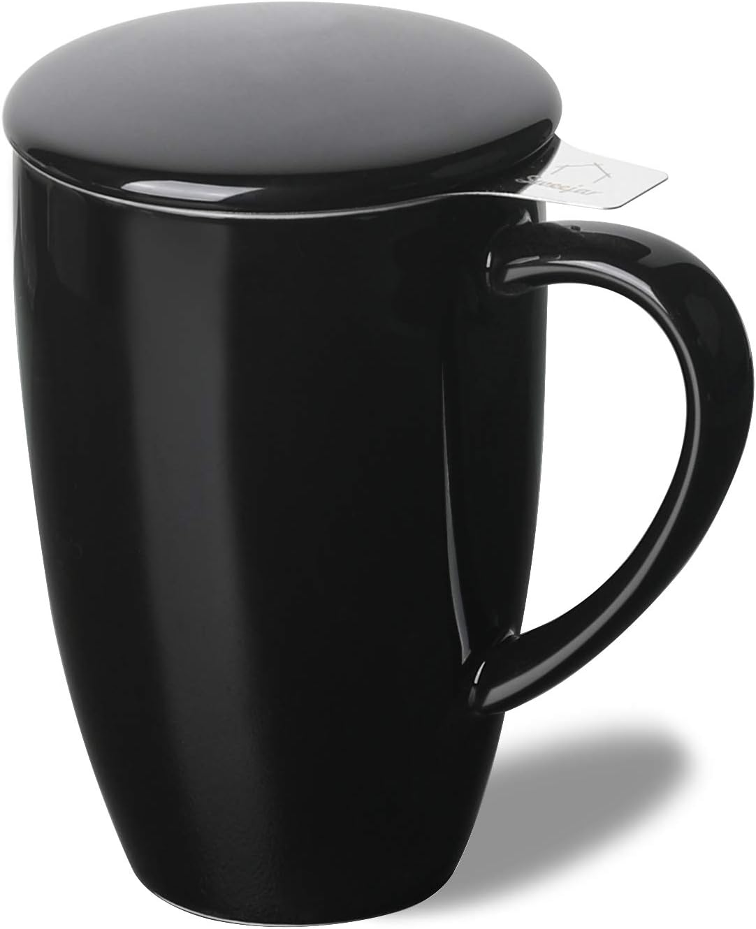 Sweejar Porcelain Tea Infuser Mug with Lid, 16 oz Teacup with Strainers for Loose Leaf Tea, Microwave and Dishwasher Safe Coffee Mug(Purple)
