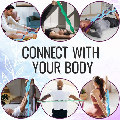 TECEUM Stretching Strap with 10 Loops for Physical Therapy & Rehab | Non-Elastic Yoga Stretch Band for Hamstring, Leg, Hip & Knee Rehab, Pilates, Flexibility & Mobility Exercises for Men & Women