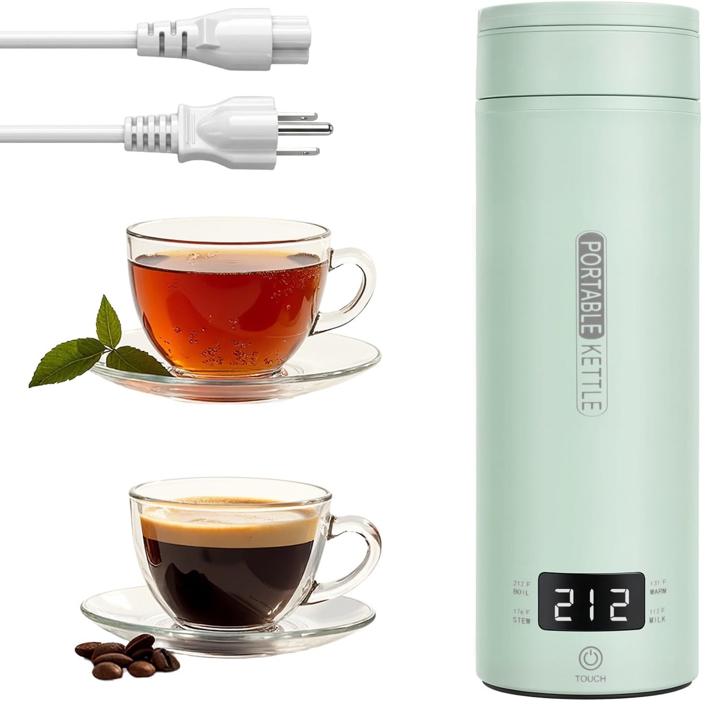 Portable Electric Kettle （120V）, Travel Tea Kettle, 316 Stainless Steel Premium Liner, 4-speed Temperature Adjustment with Auto Shut-off and Boil-Off Protection black