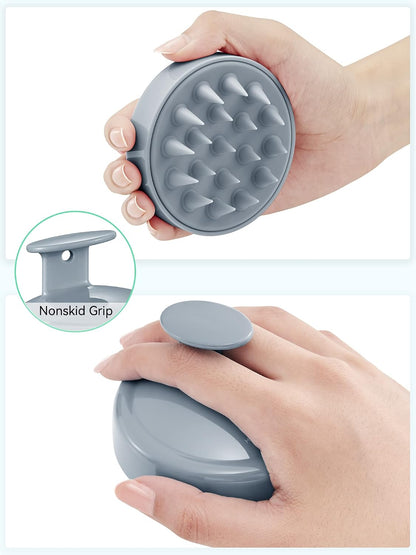 HEETA Scalp Massager Hair Growth, Soft Silicone Scalp Scrubber Shampoo Brush for Exfoliation, Dandruff Removal Head Massage Stress Relax, Wet & Dry Use for Thick Thin Curly Hair Care, Black