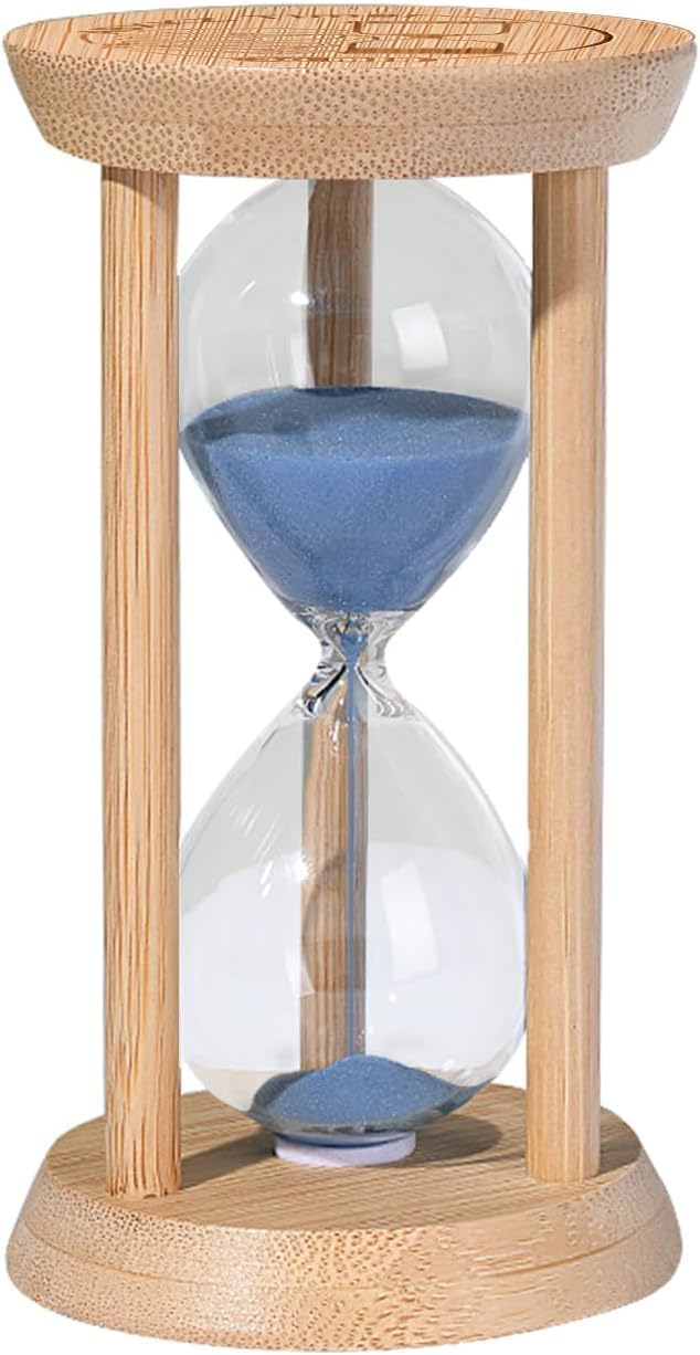 60 Minute Sand Timer, 60 Min Wood Small Hourglass Timer, Blue Sand Clock, One Hour Wooden Hour Glass for Classroom, Sandglass, Reloj De Arena Decorativo, Home, Office, Game, Gift