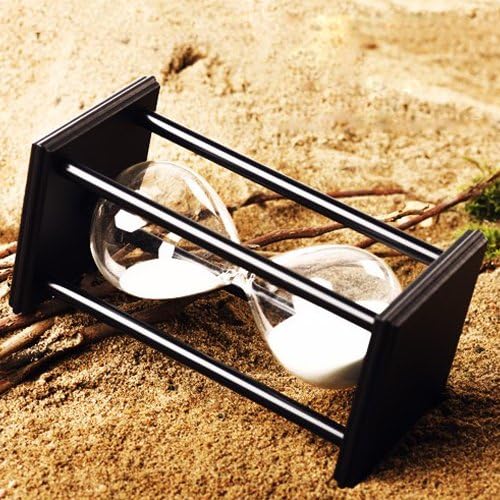 Hourglass 60 Minutes White Sand Timer, Black Wooden Frame Sandglass
